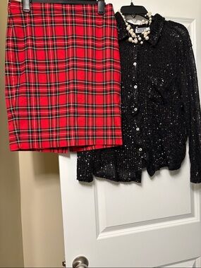 J. Crew Red Plaid Lined Skirt
